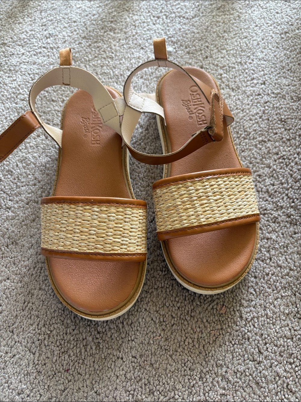 OshKosh B'gosh Tan and Cream Woven-Front Girls' Sandals
